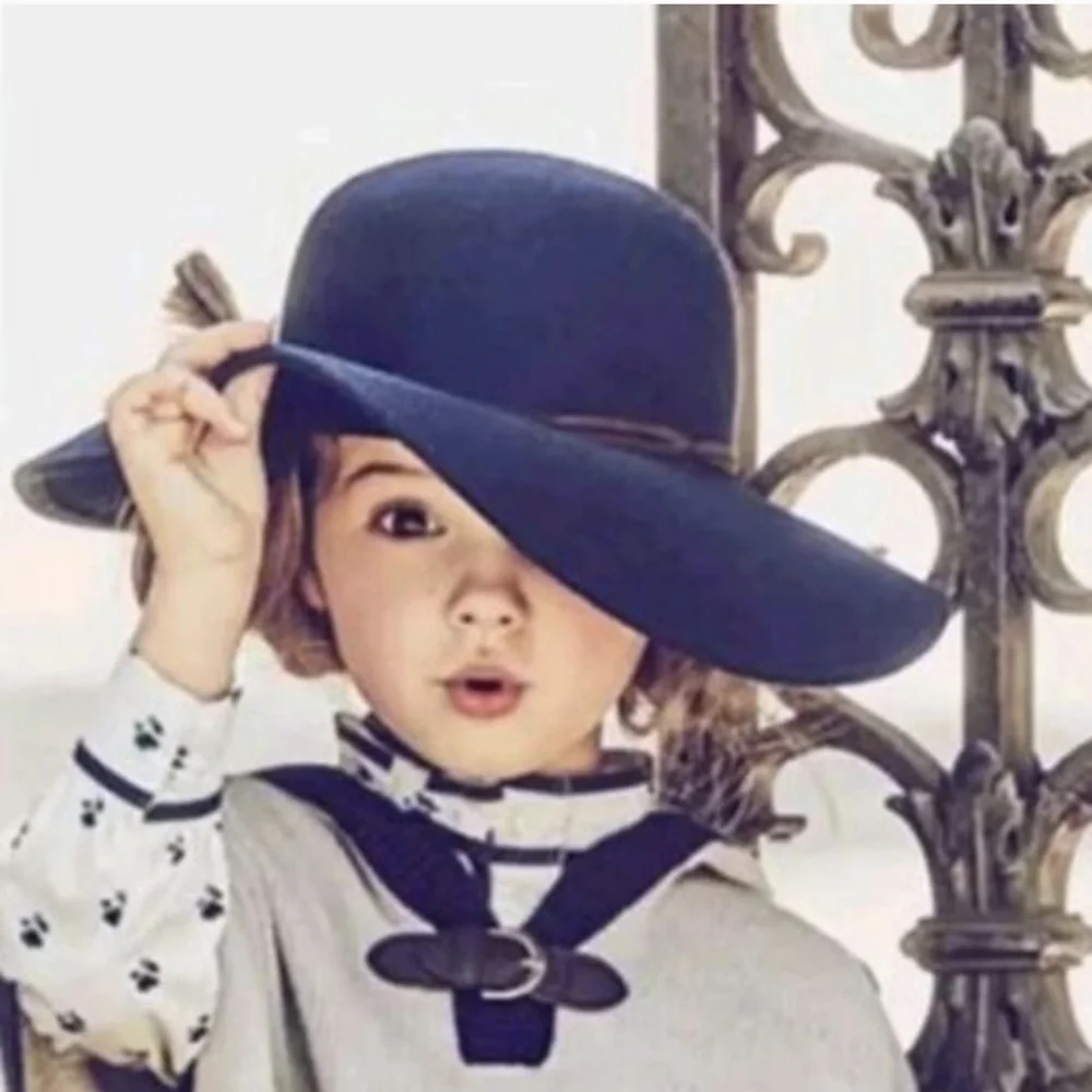 Janie & Jack Floppy Brim Felt Hat - Navy Blue - Size 12-24 months